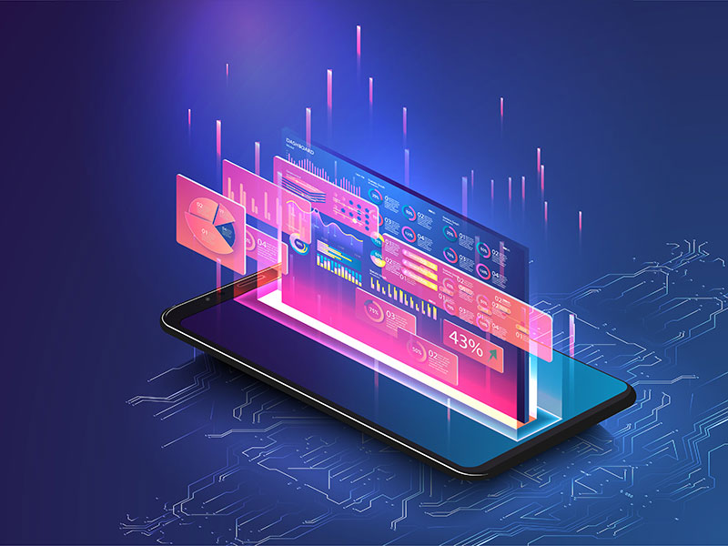 A digital tablet displaying vibrant and dynamic trading analytics and graphs, symbolizing innovative trading tools in fi